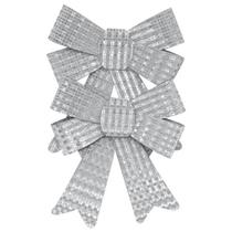 Enfeite de Natal 2 Laços Prata para Arvore/Mesa/Porta 12cm Enfeite de Natal 2 Laços Prata para Arvore/Mesa/Porta 12cm