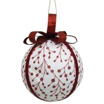 Enfeite De Natal Bola Branco/Vermelho Topo De Arvore 08Cm