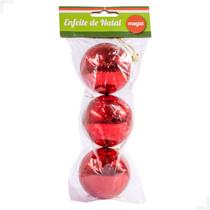 Enfeite de Natal Bola Brilhante 6cm c/3 Vermelho Magizi Enfeite de Natal Bola Brilhante 6cm c/3 Vermelho Magizi