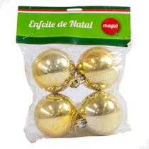 Enfeite de Natal Bola Brilhante Caixa Sort. 5cm c/4 Dourado Magizi