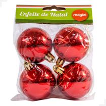 Enfeite de Natal Bola Brilhante Caixa Sort. 5cm c/4 Vermelho Magizi