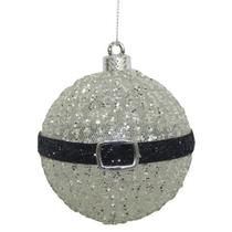 Enfeite De Natal Bola Pequena Prata Arvore/Mesa/Porta 8Cm