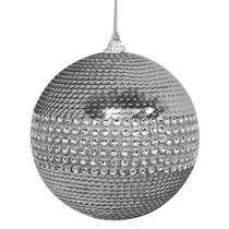 Enfeite de Natal Bola Prata Brilhante Arvore Grande 15cm