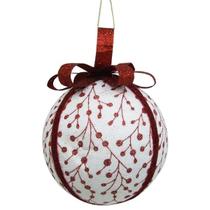 Enfeite de Natal Bola Vermelha/Branco Topo de Arvore 15cm Enfeite de Natal Bola Vermelha/Branco Topo de Arvore 15cm
