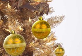 Enfeite de Natal Bolas Douradas Refinadas com detalhes em gliter - Delverano