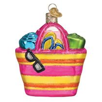 Enfeite de Natal, bolsa de praia do Velho Mundo, vidro soprado Enfeite de Natal, bolsa de praia do Velho Mundo, vidro soprado
