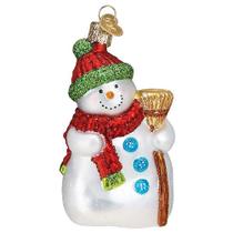 Enfeite de Natal Boneco de neve do Velho Mundo com vidro de vassoura Enfeite de Natal Boneco de neve do Velho Mundo com vidro de vassoura