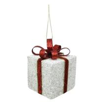 Enfeite De Natal Caixa Branca/Vermelha Arvore Natal 06Cm