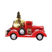 Enfeite De Natal Caminhão Vermelho Retrô De Metal Com Mini Árvore Decoração De Mesa De Natal