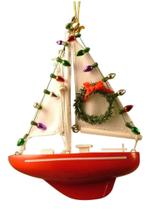 Enfeite de Natal Cape Shore Nautical Sailboat Sail Wood Enfeite de Natal Cape Shore Nautical Sailboat Sail Wood