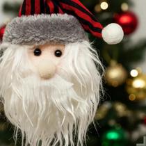 Enfeite de Natal Carinha Papai Noel Xadrez Buf 13cm Tecido Decorativo para Árvore Encante sua árvore com charme e qualidade