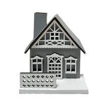 Enfeite de Natal Casinha Cinza e Branco com Luz de LED 11cm Natal Encantado Formosinha