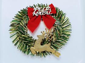 Enfeite de natal circular rena 10x12cm - 1 peça
