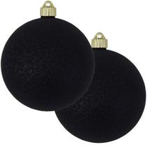 Enfeite de Natal da Krebs Black Glitter 6 cm à prova de estilhaçamento