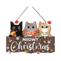 Enfeite De Natal De Madeira Em Forma De Gato Fofo, Decoração Festiva Para Árvore De Natal, Porta E