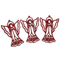 Enfeite de Natal de Plástico de 13 cm Santo Vermelho 3 Peças Enfeite de Natal de Plástico de 13 cm Santo Vermelho 3 Peças