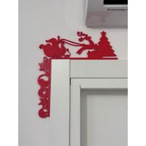Enfeite de Natal Decorativo para Porta ou Parede Árvore, Presentes e Rena Natalina - Vermelho