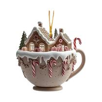 Enfeite De Natal Em Forma De Caneca De Café, Pingente De Árvore De Chocolate Quente Em Acrílico,