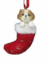 Enfeite de Natal em tecido Shih Tzu Santa's Little Pals