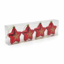 Enfeite de Natal Estrela De Luxo Vermelha Brilhante 6cm Enfeite de Natal Estrela De Luxo Vermelha Brilhante 6cm