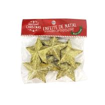 Enfeite De Natal Estrela Glitter 7cm Com 6