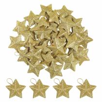 Enfeite de natal estrela glitter c/ 12pcs - dourada