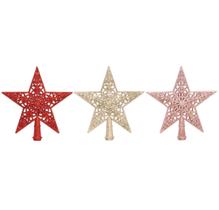 Enfeite de Natal estrela ponteira vazada glitter 20cm
