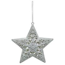 Enfeite De Natal Estrela Prata Topo De Arvore 12Cm