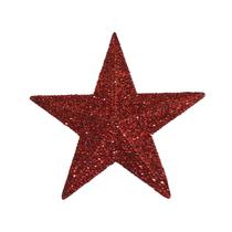 Enfeite de Natal Estrela Vermelha com Glitter - 11cm - Extra Festas