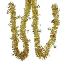 Enfeite de Natal Festão com Detalhes de Estrelas Vazadas 200x10cm Dourado - Festive Enfeite de Natal Festão com Detalhes de Estrelas Vazadas 200x10cm Dourado - Festive