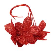 Enfeite de Natal Flor Vermelha Decorativa Enfeite de Natal Flor Vermelha Decorativa