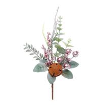 Enfeite de Natal Galho Médio Folhas Guizo 40x16x7cm - Rose & Verde - 1 UN - Cromus - Rizzo Enfeite de Natal Galho Médio Folhas Guizo 40x16x7cm - Rose & Verde - 1 UN - Cromus - Rizzo