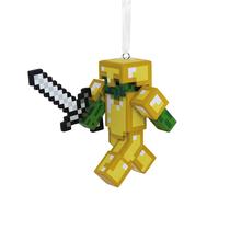Enfeite de Natal Hallmark Minecraft Zombie com espada e armadura Enfeite de Natal Hallmark Minecraft Zombie com espada e armadura