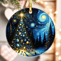 Enfeite de Natal Jabihome Ano 2024 Efeito Vitral