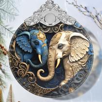 Enfeite de Natal Jocidea Stained Glass Elephant 8x9 cm