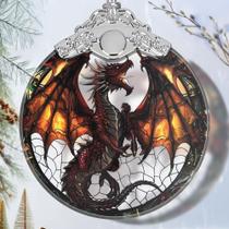 Enfeite de Natal Jocidea Stained Glass Flying Dragon 7,6x9 cm