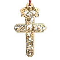 Enfeite de Natal Jolette Designs Nativity Cross Wood