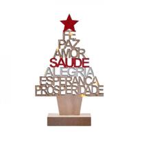 Enfeite de Natal Madeira Arvore De Desejos Com Luz 18cm - Art Christmas