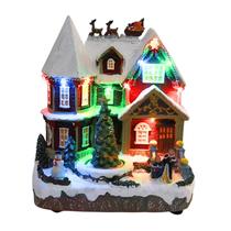 Enfeite de Natal Musical Luz Movimento Cenário Natal Casinha Nevada