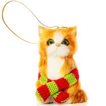 Enfeite de Natal Ornativity - Mini Gato Peludo Preto com Cachecol
