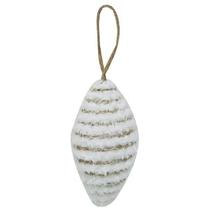 Enfeite De Natal Oval Branco Topo De Arvore Grande 13Cm