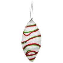 Enfeite De Natal Oval Vermelha/Branco Topo De Arvore 13Cm