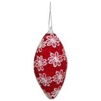 Enfeite De Natal Oval Vermelho/Branco Arvore/Mesa/Porta 13Cm