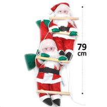 Enfeite de natal papai noel na escada duplo 79cm