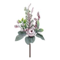 Enfeite de Natal Pick Folhas & Frutas 26 x 15 x 8cm - Lilás & Verde - Delicata - 1 UN - Cromus - Rizzo