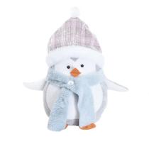 Enfeite de Natal Pinguim Gorro Xadrez Rosa - 40cm - 1 unidade - Cromus - Rizzo