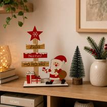 Enfeite De Natal Placa Decorativa Árvore Para Mesa Mdf Boneco De Neve/Papai Noel 16cm - Enfeite De Natal Placa Decorativa Árvore Para Mesa Mdf Boneco De Neve/Papai Noel 16cm -