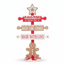 Enfeite de Natal Placa Decorativa Ginger Bread Vermelho Candy LED Iluminada 50cm Enfeite de Natal Placa Decorativa Ginger Bread Vermelho Candy LED Iluminada 50cm