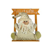 Enfeite De Natal Placa Papai Noel Branco Feliz Natal