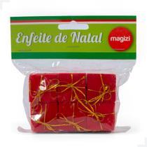 Enfeite de Natal Presentinho Veludo Vermelho cm c/ 6 Unidades Magizi